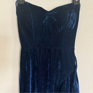 Midnight Doll Velvet Dress in Navy Blue